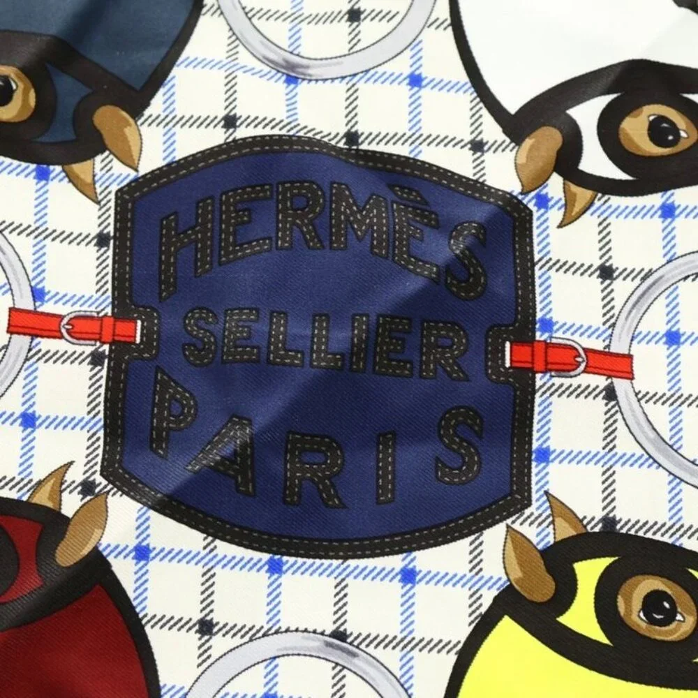 Hermes Carre Gavroche Tattersole Silk Scarf Multi - Picture 4 of 6